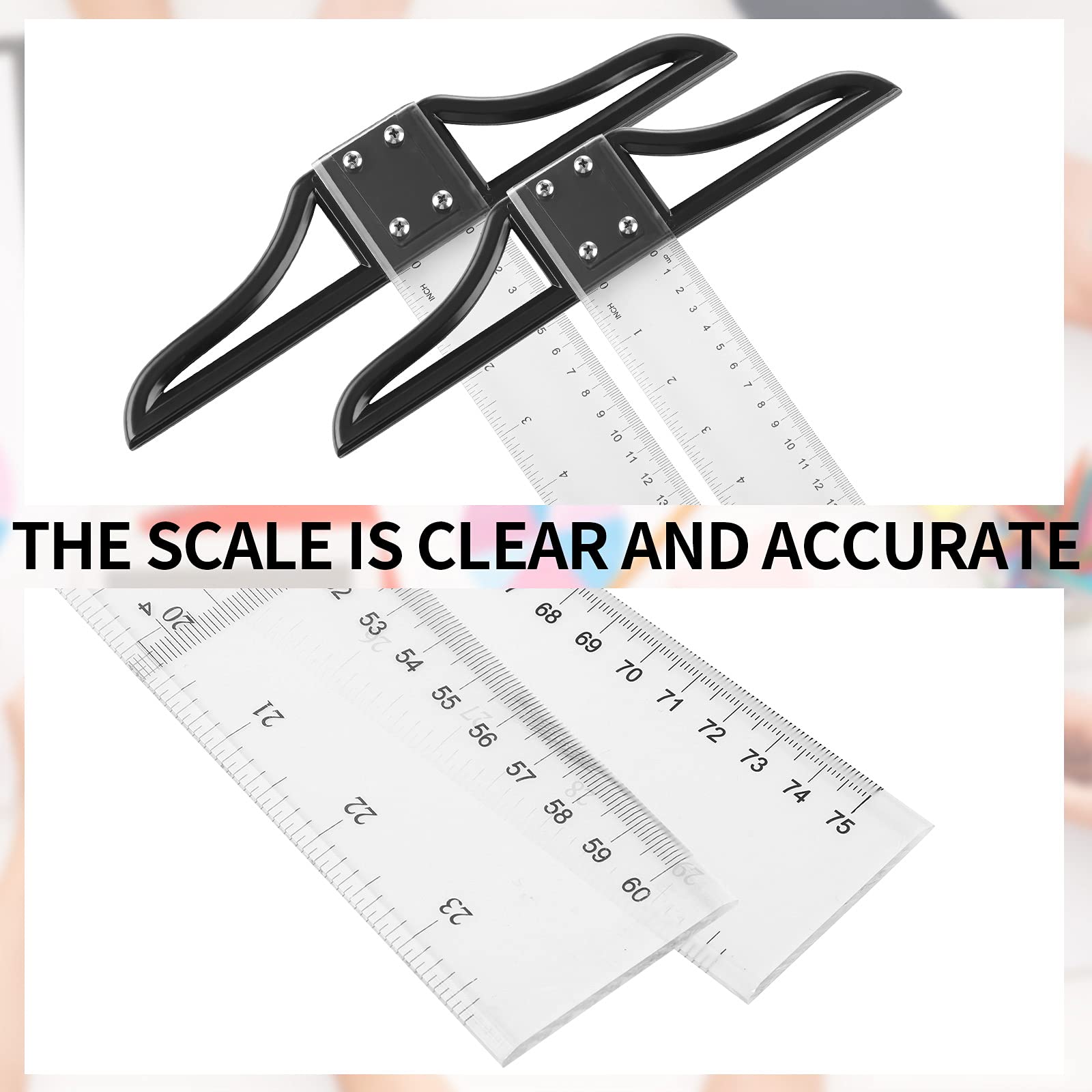 2 Pieces T Square Acrylic Ruler 23.6 Inches and 29.5 Inches Transparent Graduated T-Ruler Inch Metric T-Square Measuring Scale Ruler for Art Framing and Drafting - Image 3
