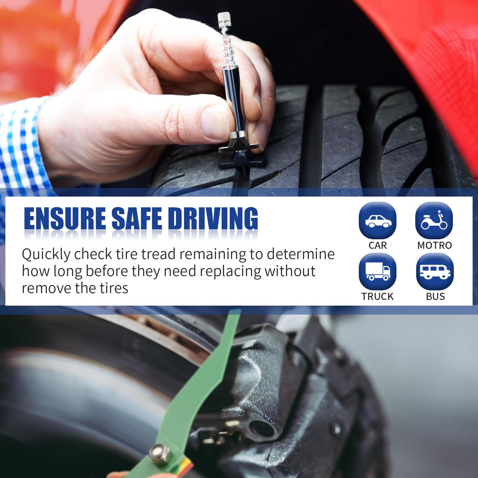 3 Pieces Tire Tread Depth Gauge Tool Digital Tread Depth Gauge Brake Lining Thickness Ruler Coded Tire Automotive Brake Pad Measure Ruler for Motorcycle, Car, Truck and Bus - Image 7