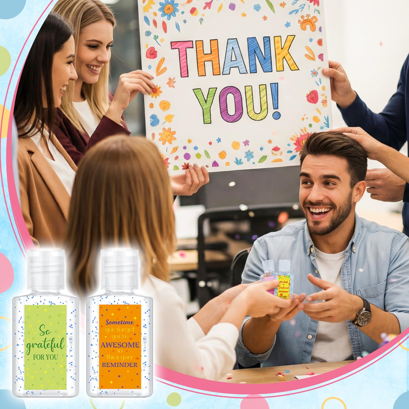 48 Pcs Thank You Mini Hand Sanitizer Bulk Travel Size 1oz Employee Appreciation Gift Team Small Hand Sanitizer Party Favor Difference Maker Gift for Volunteer Office Staff Coworker Teacher (Clear) - Image 3