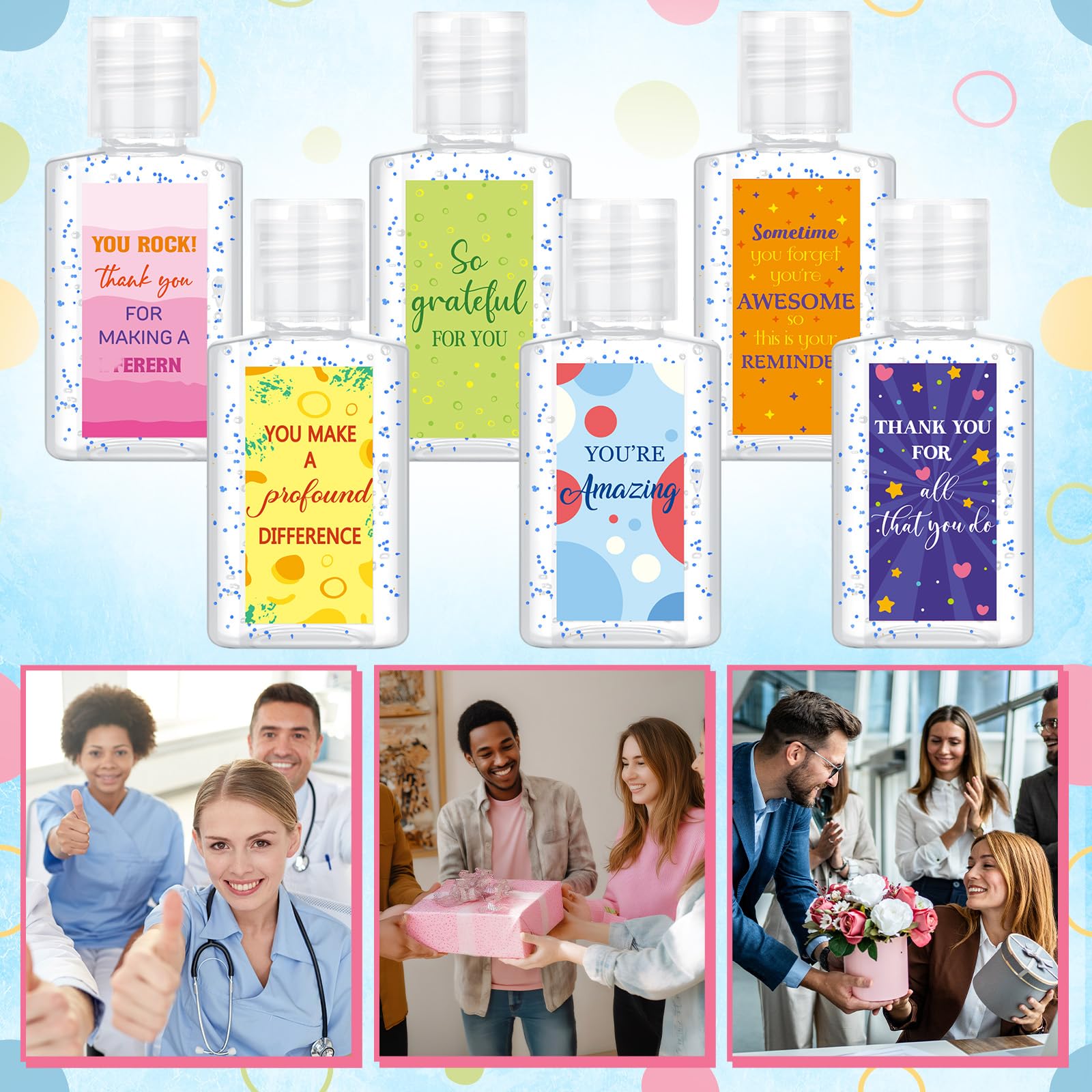 48 Pcs Thank You Mini Hand Sanitizer Bulk Travel Size 1oz Employee Appreciation Gift Team Small Hand Sanitizer Party Favor Difference Maker Gift for Volunteer Office Staff Coworker Teacher (Clear) - Image 4