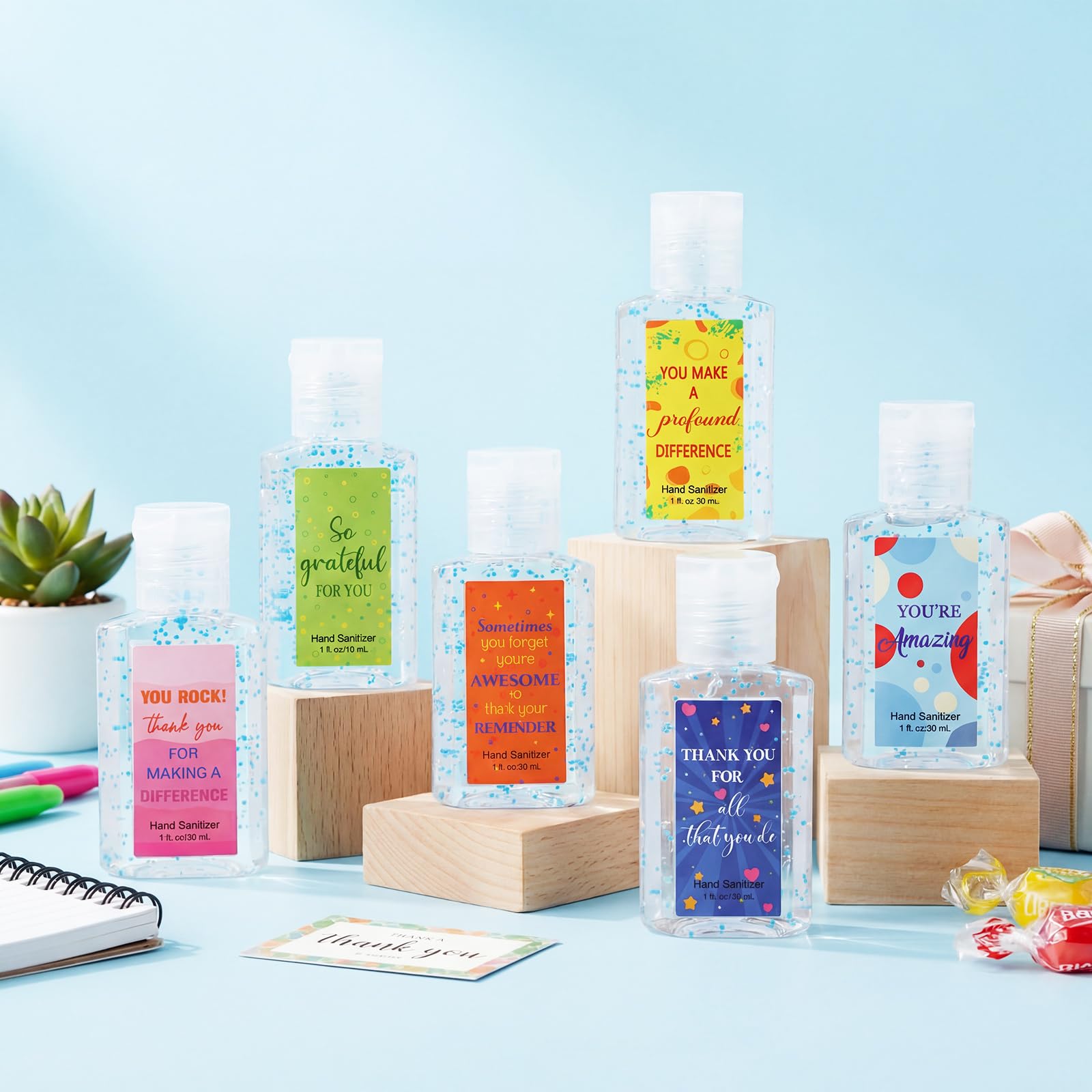 48 Pcs Thank You Mini Hand Sanitizer Bulk Travel Size 1oz Employee Appreciation Gift Team Small Hand Sanitizer Party Favor Difference Maker Gift for Volunteer Office Staff Coworker Teacher (Clear) - Image 7
