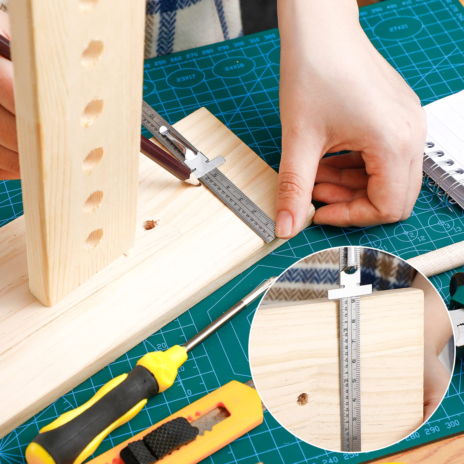 6 Pieces 6 Inch 15 cm Pocket Ruler Flexible Precision Stainless Steel Ruler with Detachable Clips Stainless Steel Pocket Clip Scale Gauge Metric British System - Image 4