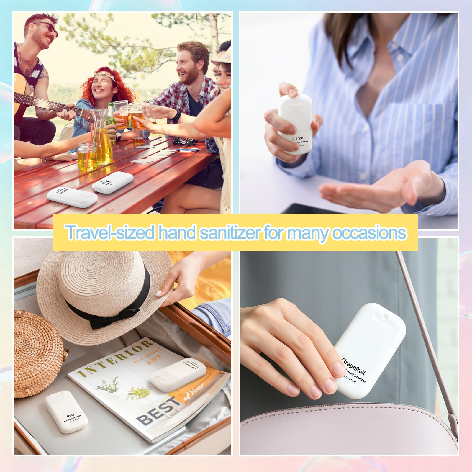 Frienda 12 Pack Mist Hand Sanitizer Spray with Keychain Mini Hand Sanitizer Bulk 1oz Travel Size Employee Appreciation Gift Scent Variety Pack for Backpack Team Gift for Coworker (Classic,White) - Image 4