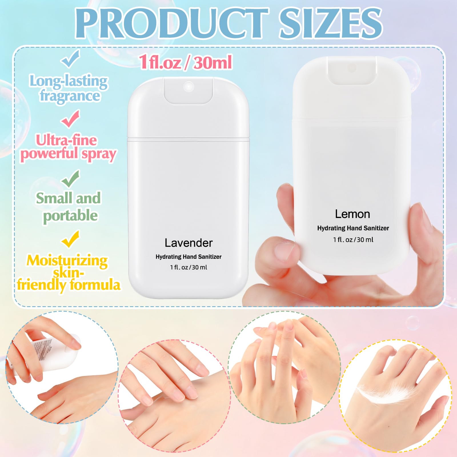 Frienda 12 Pack Mist Hand Sanitizer Spray with Keychain Mini Hand Sanitizer Bulk 1oz Travel Size Employee Appreciation Gift Scent Variety Pack for Backpack Team Gift for Coworker (Classic,White) - Image 5