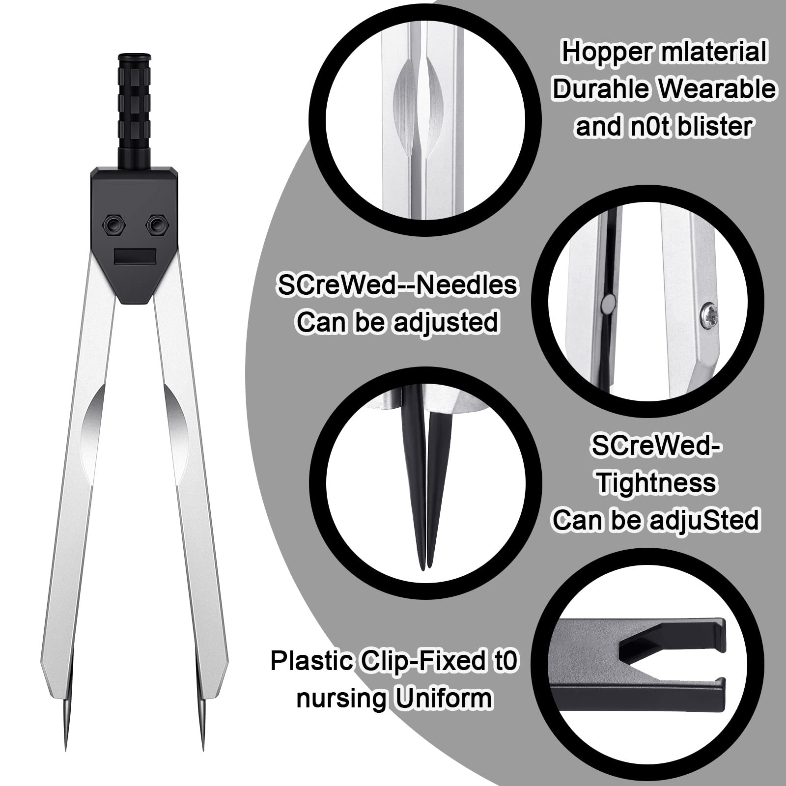 Frienda 2 Pieces EKG Caliper ECG Calipers Measuring Tool with Ruler Electrocardiogram Drafting Divider for Nursing (Black) - Image 3