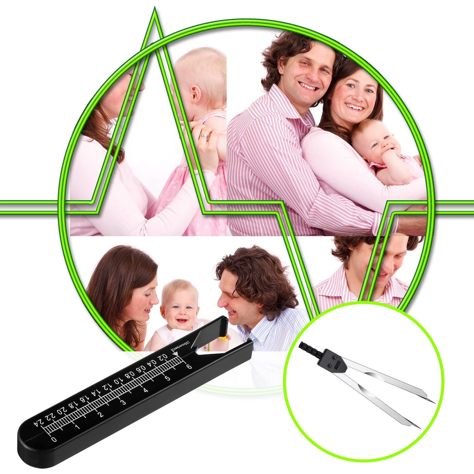 Frienda 2 Pieces EKG Caliper ECG Calipers Measuring Tool with Ruler Electrocardiogram Drafting Divider for Nursing (Black) - Image 6