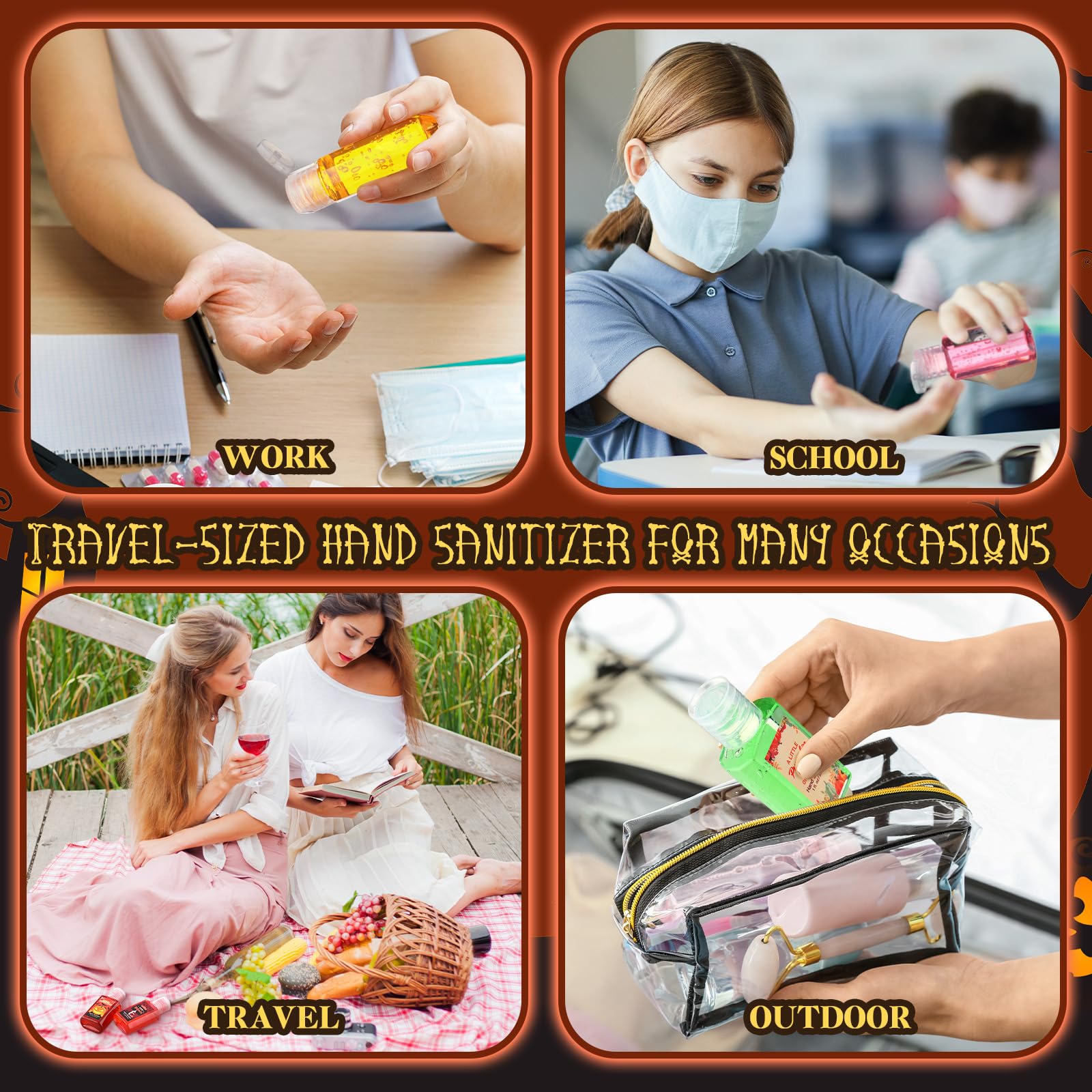 Frienda 24 Pack Halloween Mini Hand Sanitizers Bulk Travel Size 1 oz Pocket Hand Sanitizer Pumpkin Vampire Holiday Gift for Halloween Party Favor Trick or Treat Basket Decor Women Girl - Image 6