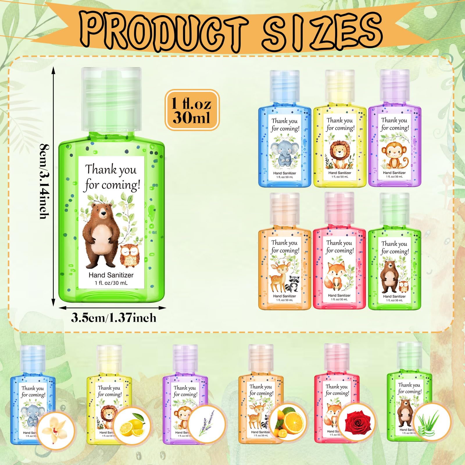 Frienda 24 Pack Mini Hand Sanitizer Bulk Woodland Animal Party Favors Hand Sanitizer Travel Size Woodland Creature Safari Jungle Party Camping Birthday Supplies Thank You Nursery Gifts - Image 3