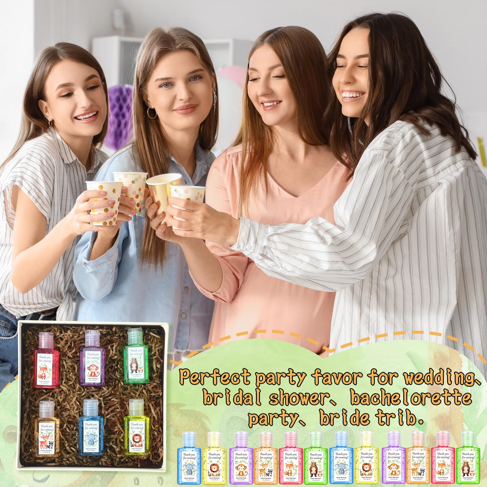 Frienda 24 Pack Mini Hand Sanitizer Bulk Woodland Animal Party Favors Hand Sanitizer Travel Size Woodland Creature Safari Jungle Party Camping Birthday Supplies Thank You Nursery Gifts - Image 6
