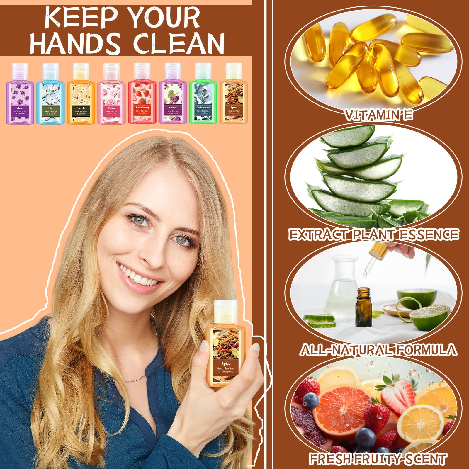 Frienda 24 Pcs Floral Scented Mini Hand Sanitizers Bulk 1 Fl oz Travel Size Hand Sanitizer Assorted Floral Scents Employee Appreciation Gifts for Coworker Staff Teacher Nurse Office Thank You Gifts - Image 7