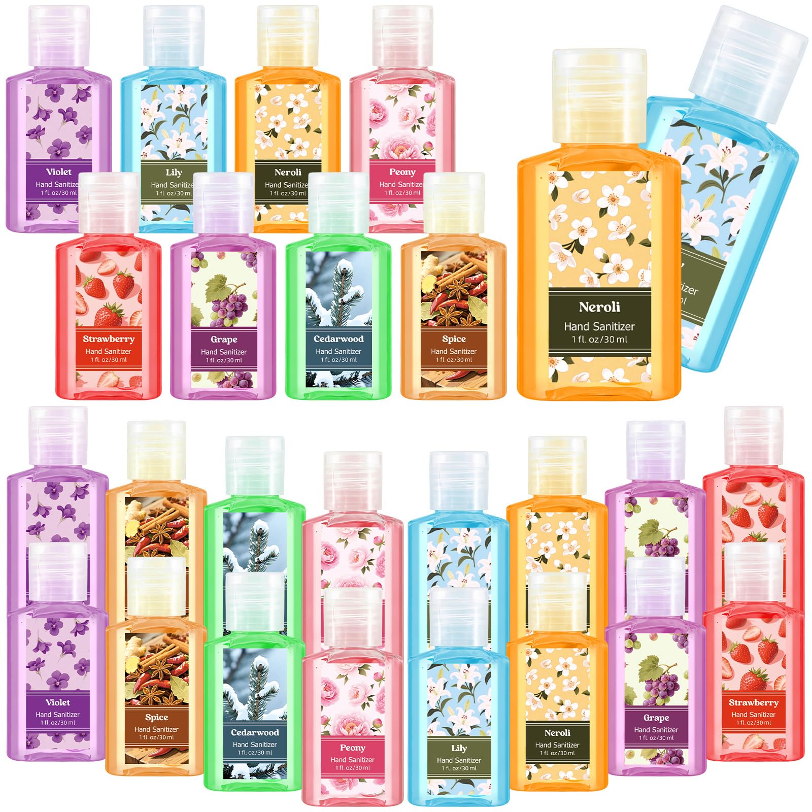 Frienda 24 Pcs Floral Scented Mini Hand Sanitizers Bulk 1 Fl oz Travel Size Hand Sanitizer Assorted Floral Scents Employee Appreciation Gifts for Coworker Staff Teacher Nurse Office Thank You Gifts - Image 8