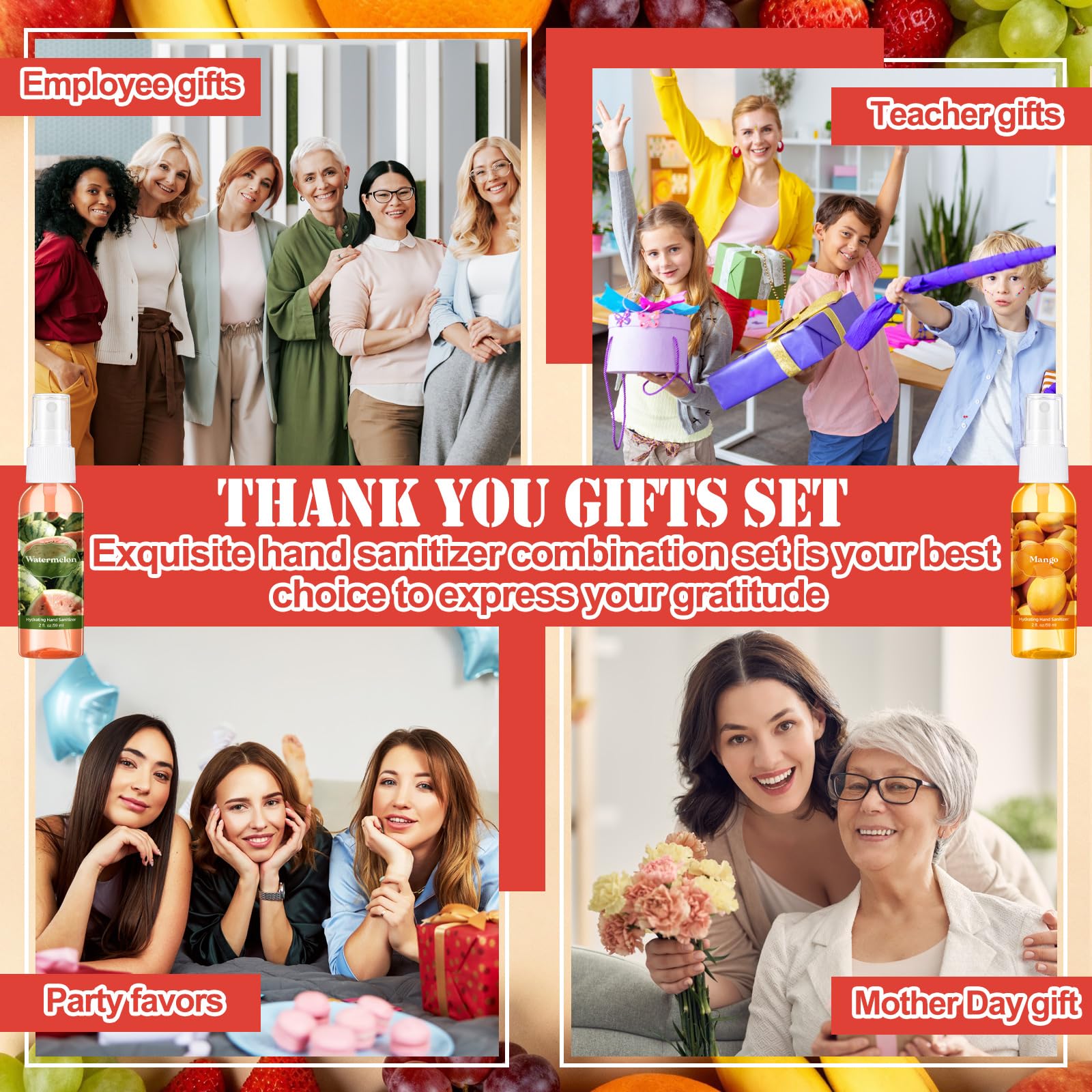 Frienda 24 Pcs Fruity Scented Mini Hand Sanitizer Spray Bulk Travel Size 2 Fl. oz Hydrating Power Mist Small Hand Sanitizer Spray for Personal Use Purse Bag Backpack Handbag Desk Drawer Car Restaurant - Image 5