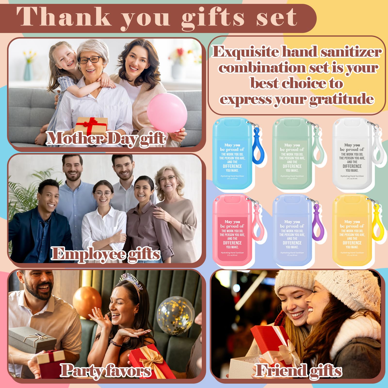 Frienda 36 Pcs Power Mist Hand Sanitizer Spray with Keychain Mini Hand Sanitizer Bulk 1 Fl. oz Travel Size Scent Variety Pack Teacher Appreciation Gifts Thank You Gifts for Employee Nurse(Thank You 1) - Image 5