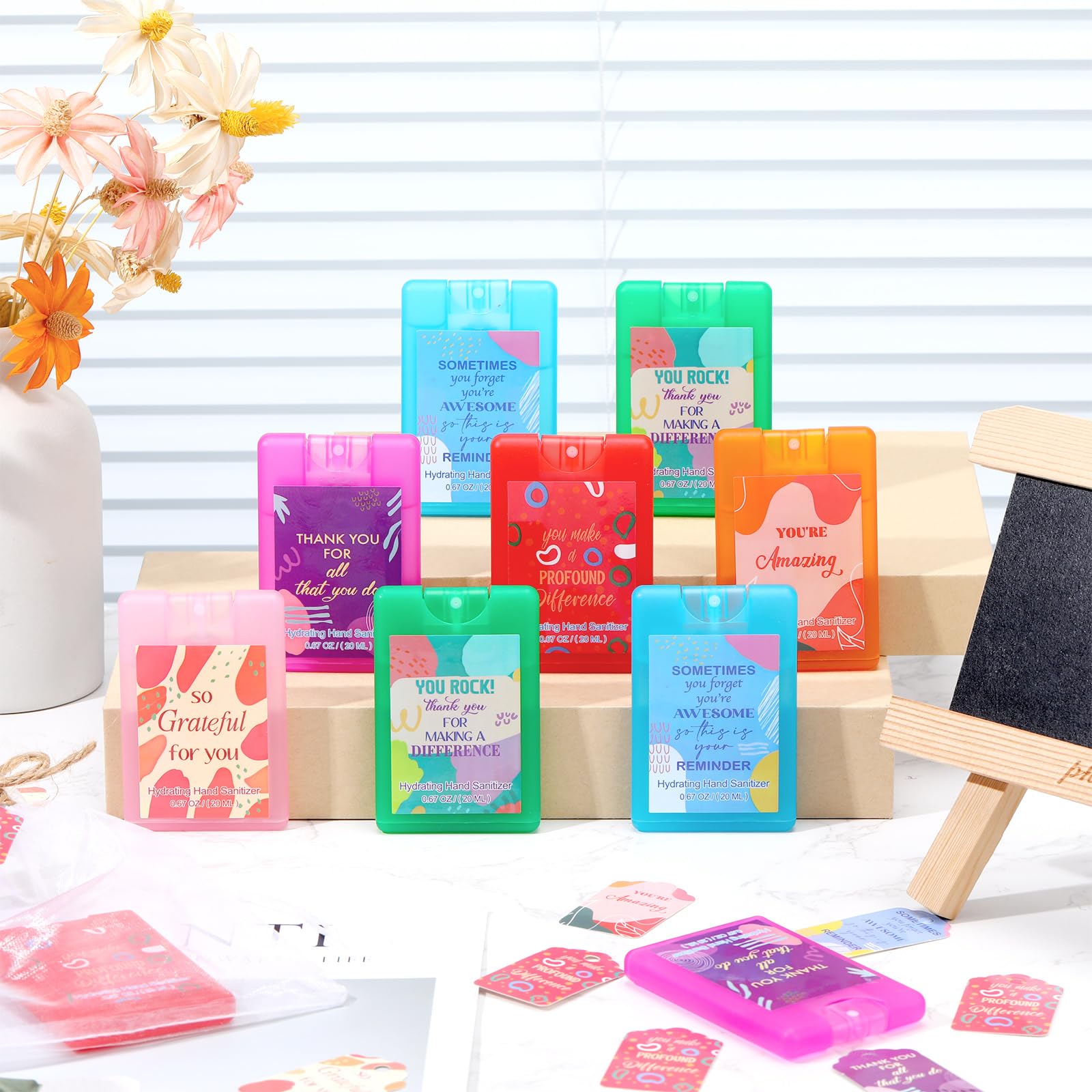 Frienda 24 Set Travel Size Hand Sanitizer Spray Bulk Portable Power Mist Thank You Mini Hand Sanitizer Employee Appreciation Day Gifts for Teacher Coworker Employees Nurse Team (Pocket,Rainbow) - Image 6