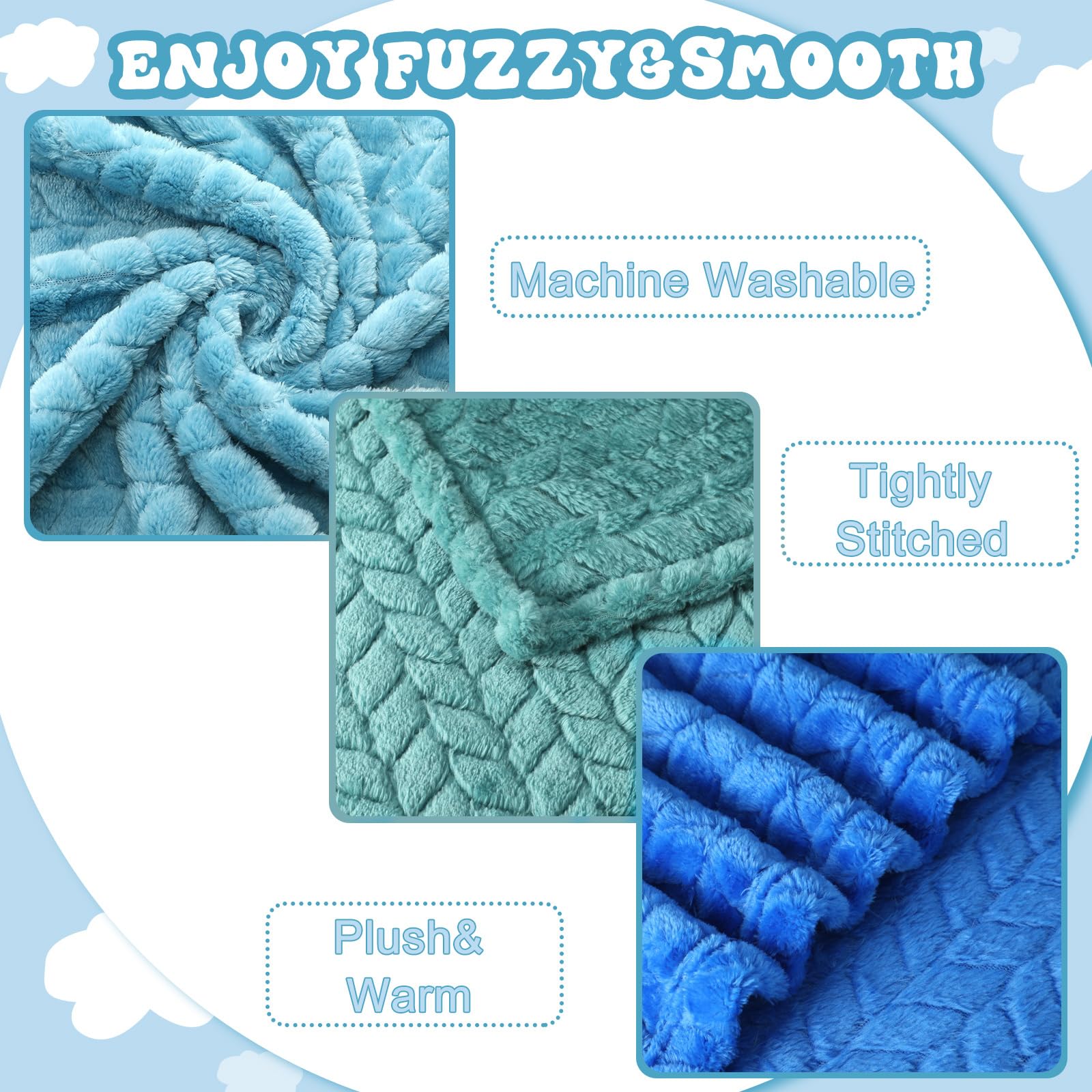 Frienda 4 Pcs Baby Fuzzy Blanket Fluffy Baby Blanket for Boys Girls Soft Warm Infant Newborn Toddler Receiving Nursery Bed Supplies, 32 x 24 Inch(Blue Color) - Image 4