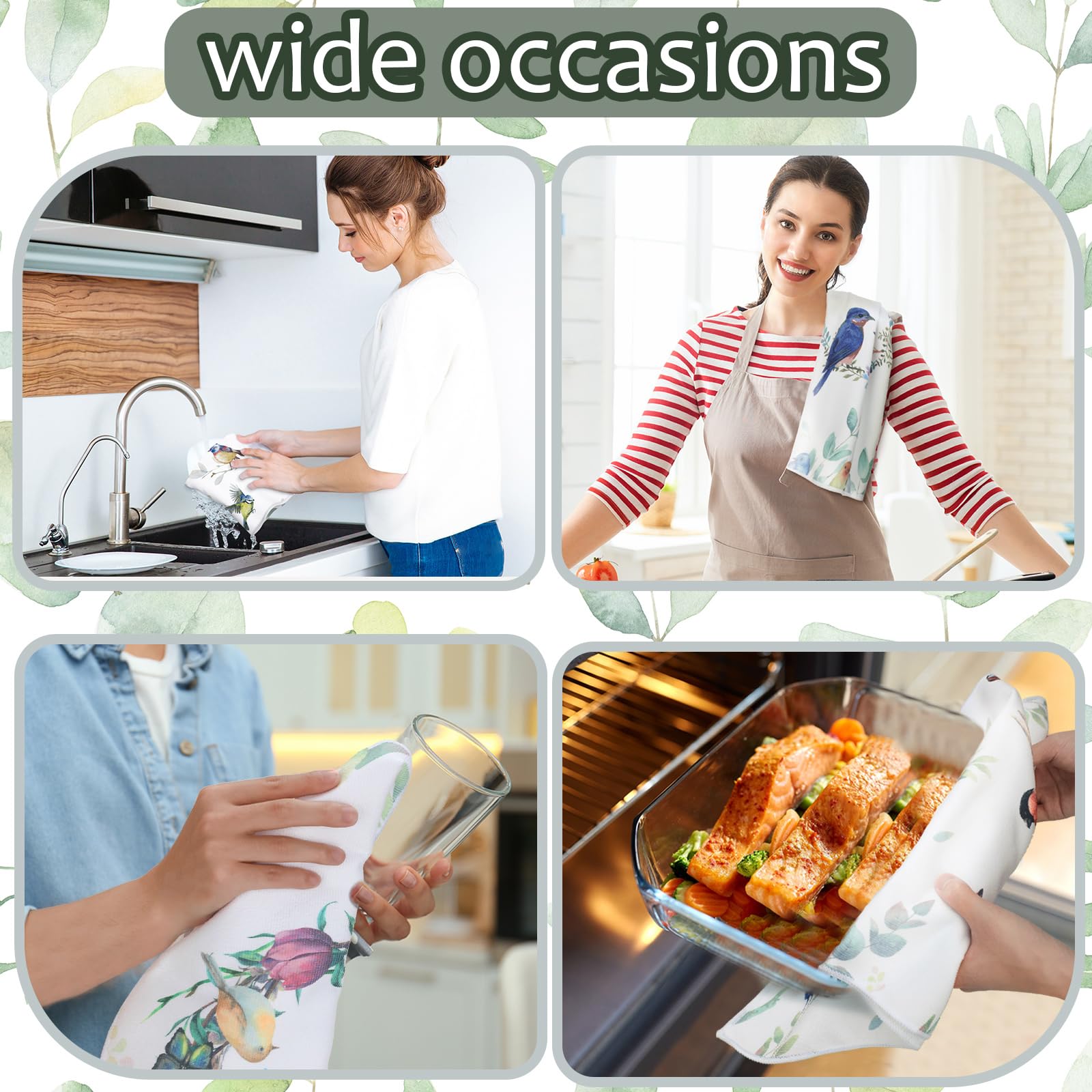 Frienda 4 Pcs Cardinal Kitchen Towels Decorative Dish Hand Towels 24 x 16 Inch Bathroom Cloth Set with Hanging Loop Absorbent for Spring Summer Farmhuose Home Kitchen Decor Gift - Image 5