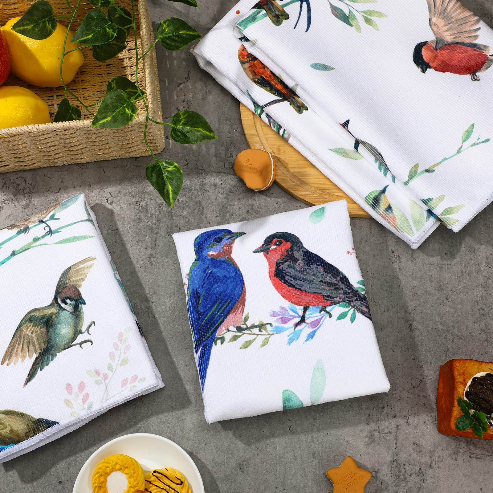 Frienda 4 Pcs Cardinal Kitchen Towels Decorative Dish Hand Towels 24 x 16 Inch Bathroom Cloth Set with Hanging Loop Absorbent for Spring Summer Farmhuose Home Kitchen Decor Gift - Image 7