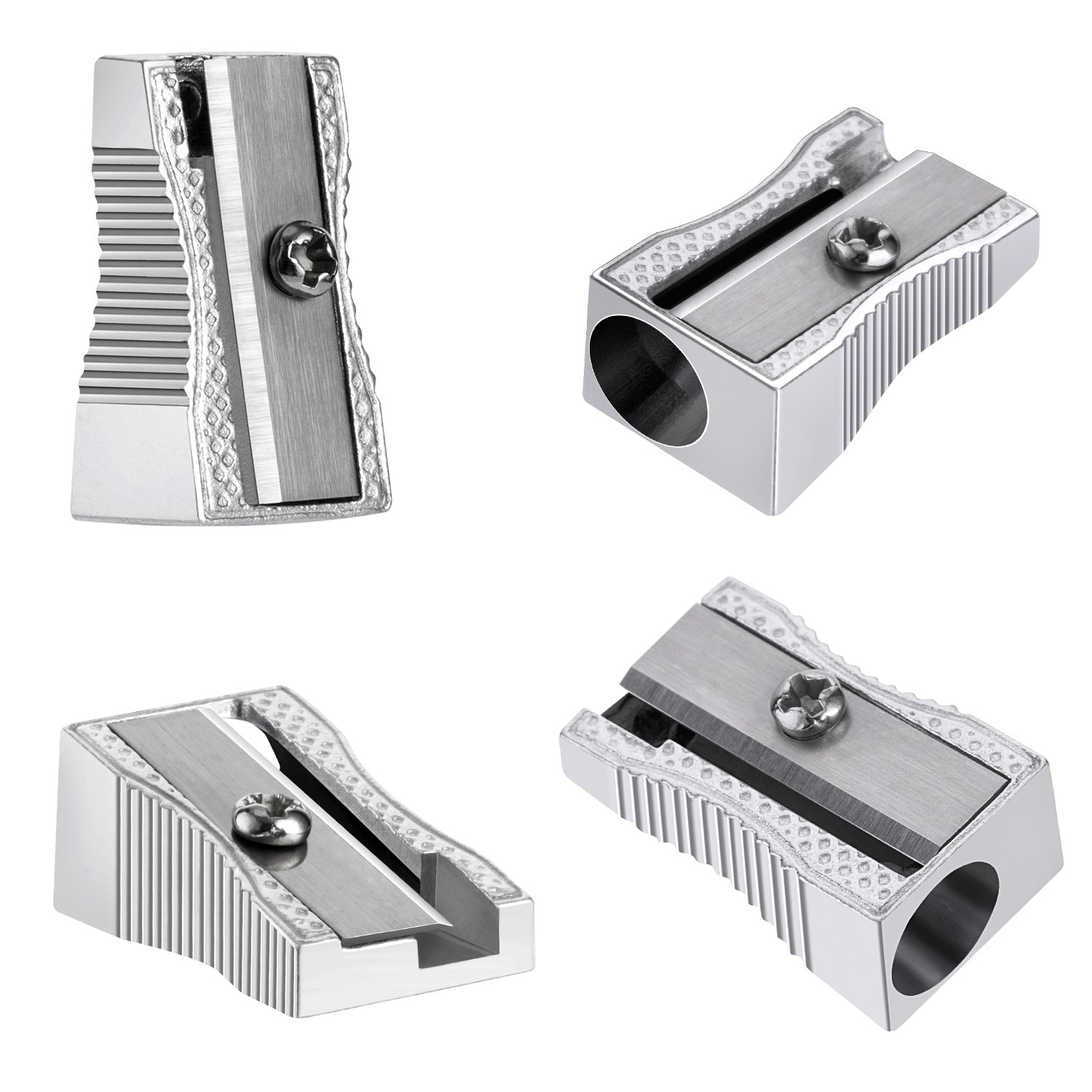 Frienda 48 Pack Metal Pencil Sharpeners Handheld Metal Mini Sharpeners Manual Pencil Sharpeners with Single Hole Aluminum Alloy Sharpener for Standard Size(Silver) - Image 5