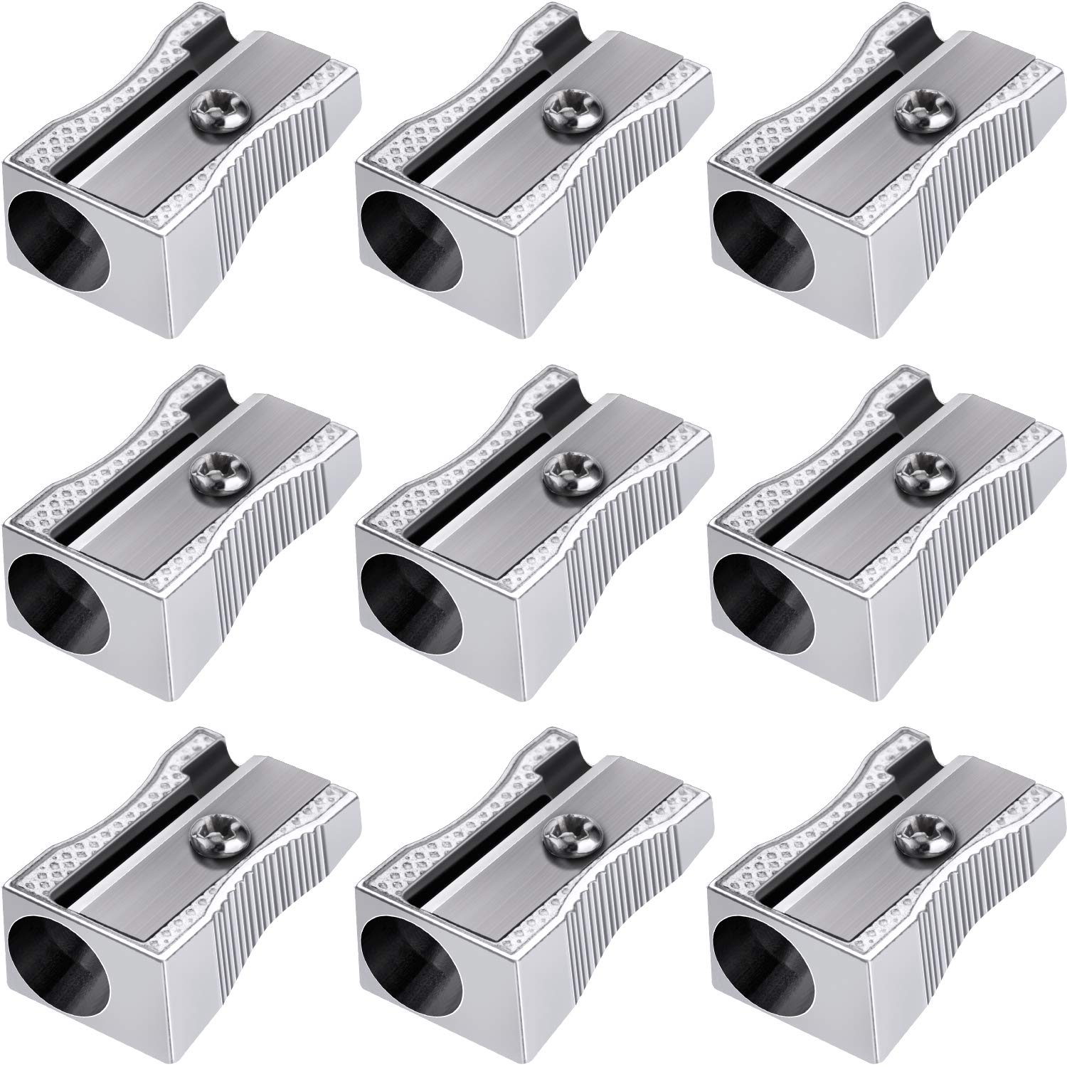 Frienda 48 Pack Metal Pencil Sharpeners Handheld Metal Mini Sharpeners Manual Pencil Sharpeners with Single Hole Aluminum Alloy Sharpener for Standard Size(Silver) - Image 6