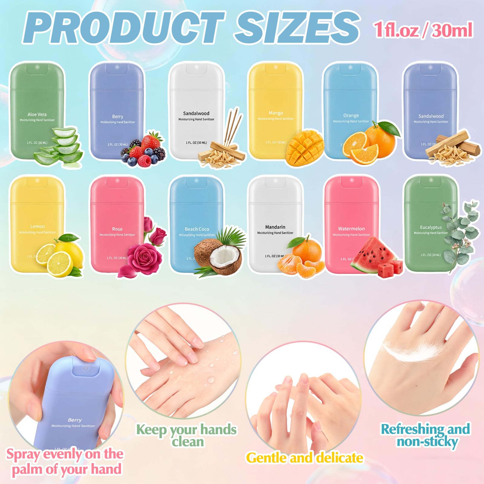 Frienda 48 Pack Mini Mist Hand Sanitizer Spray Bulk 1 oz Travel Size Hand Sanitizer Pocket with Tags Employee Appreciation Teacher Appreciation Gifts for Team Coworker Staff Nurse Gifts - Image 3