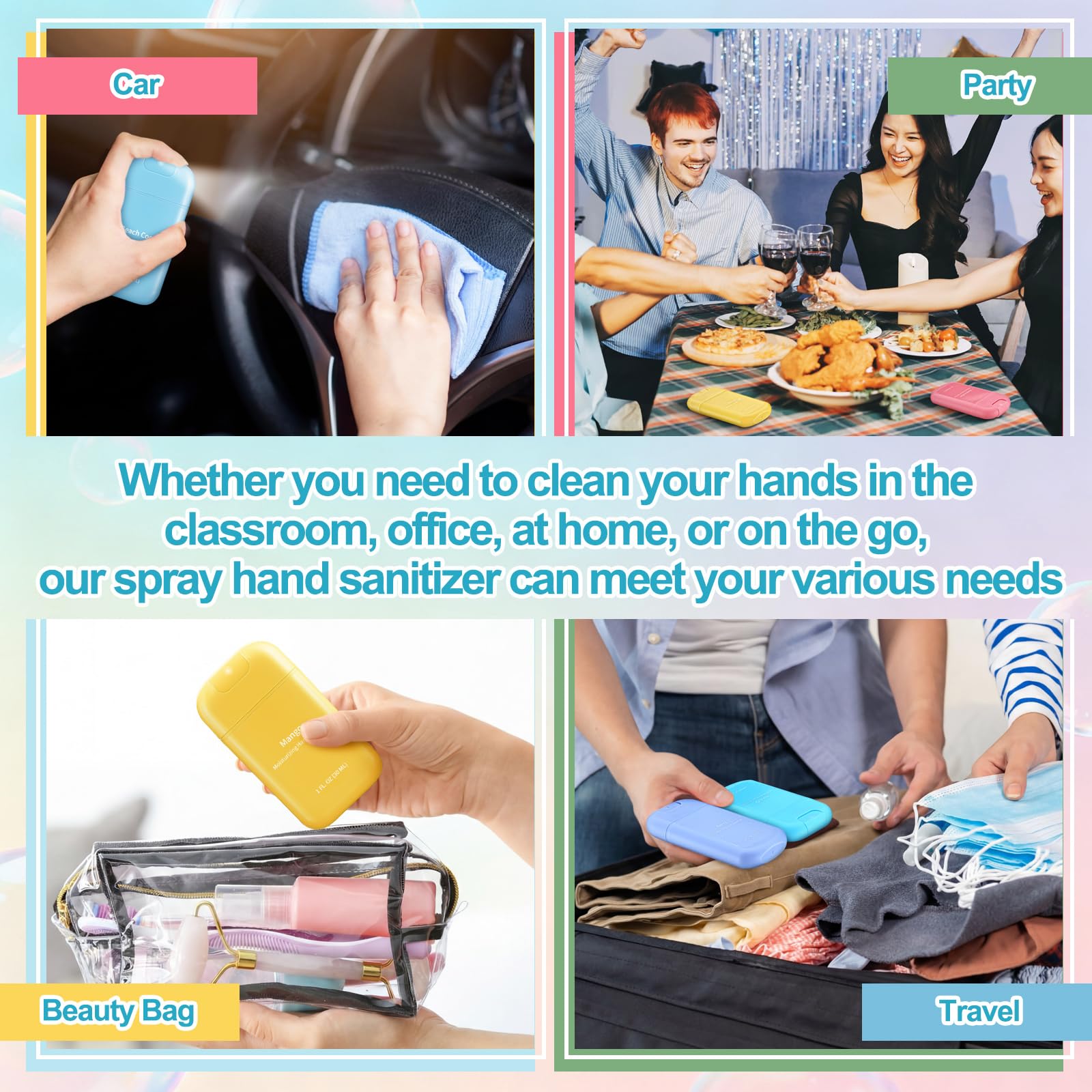 Frienda 48 Pack Mini Mist Hand Sanitizer Spray Bulk 1 oz Travel Size Hand Sanitizer Pocket with Tags Employee Appreciation Teacher Appreciation Gifts for Team Coworker Staff Nurse Gifts - Image 6