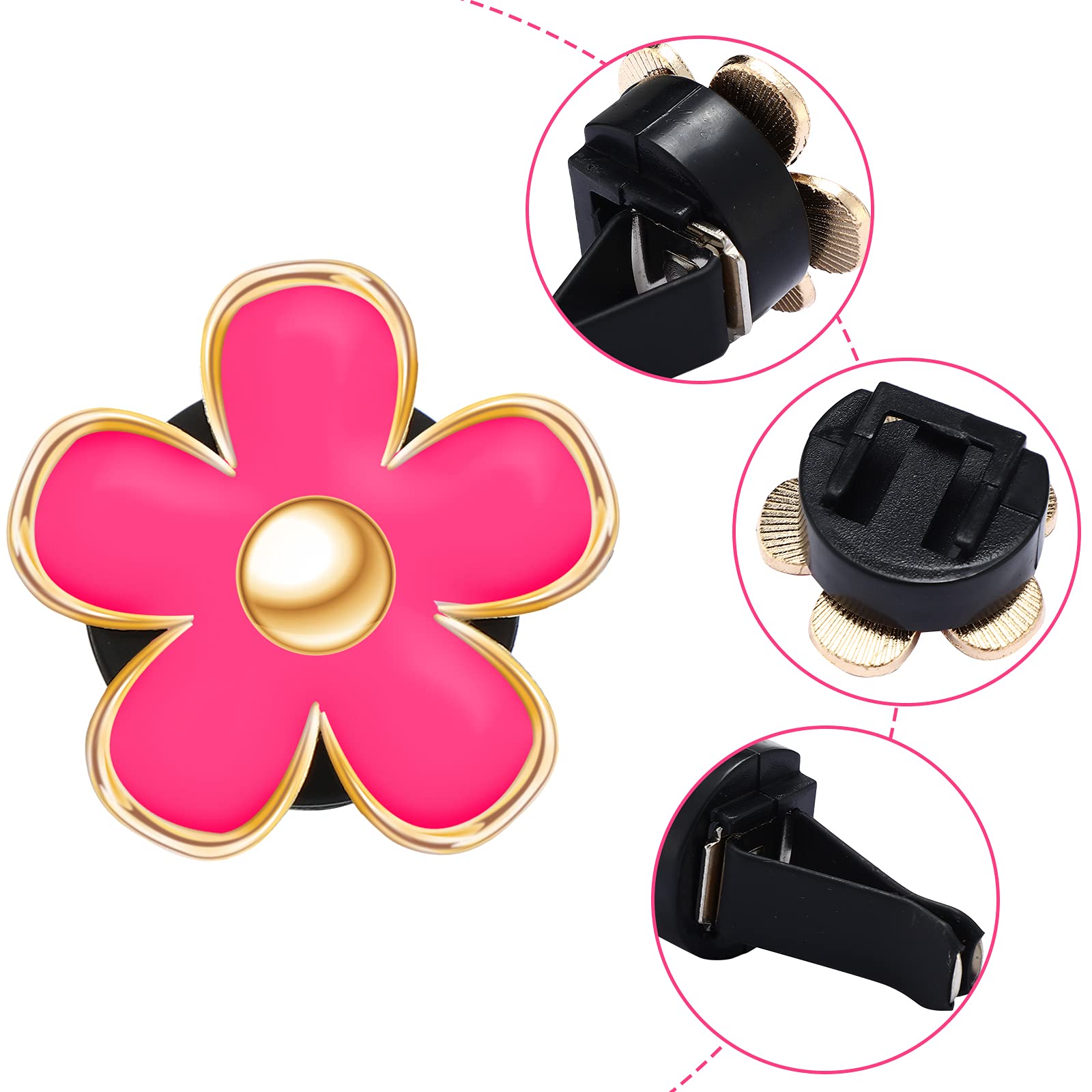Frienda 6 Pcs Daisy Flower Air Vent Clip Accessories Air Conditioning Outlet Clip Car Air Freshener Dashboard Accessories Charm Car Inter Decor(3 cm, 3.3 cm,Red, Pink, White) - Image 3