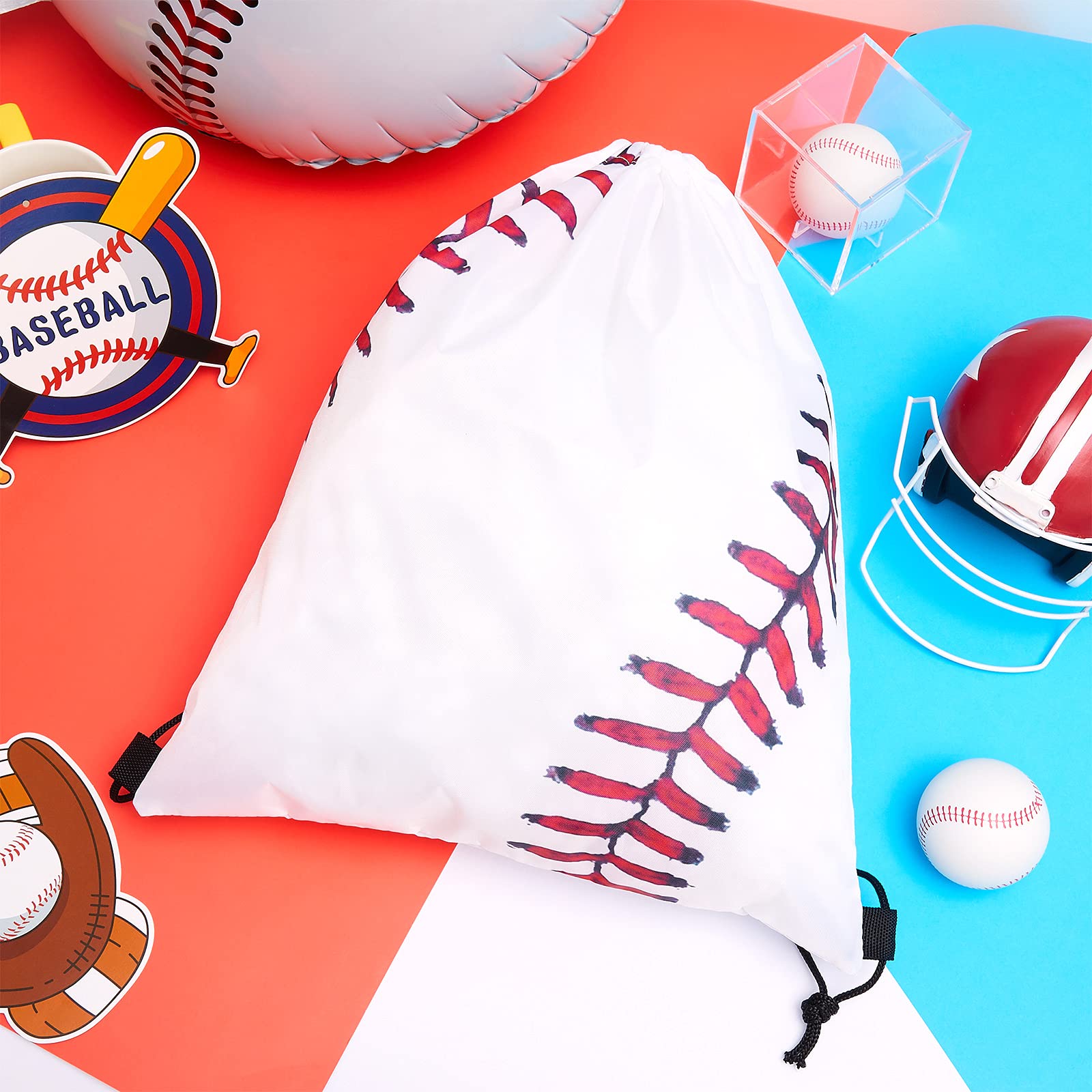 Frienda Baseball Drawstring Backpack Bag Baseball Drawstring Party Favor Bags for Gym Sports Teams(12 Pieces) - Image 4
