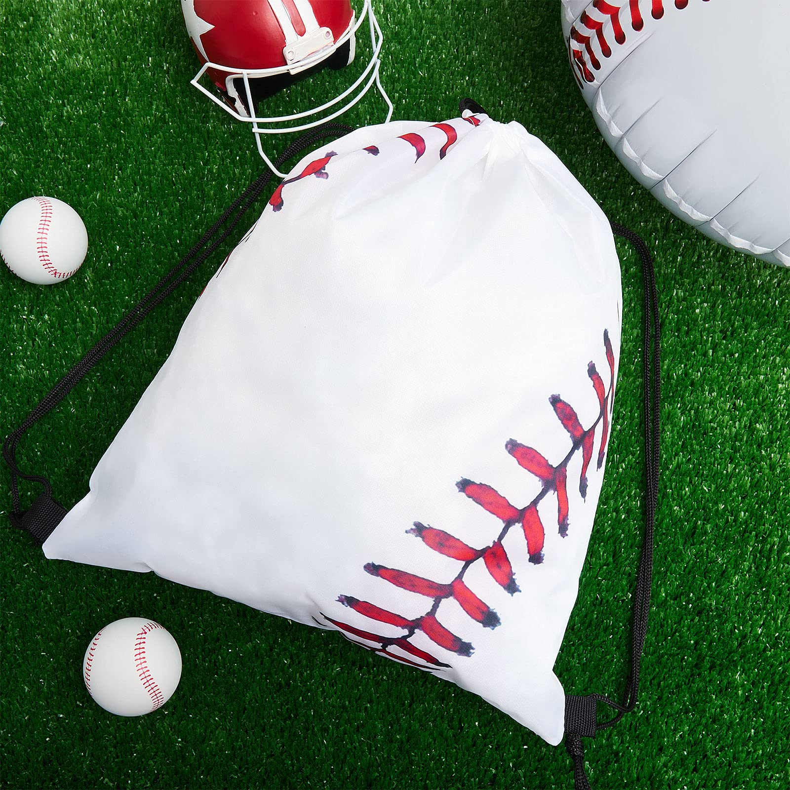 Frienda Baseball Drawstring Backpack Bag Baseball Drawstring Party Favor Bags for Gym Sports Teams(12 Pieces) - Image 5
