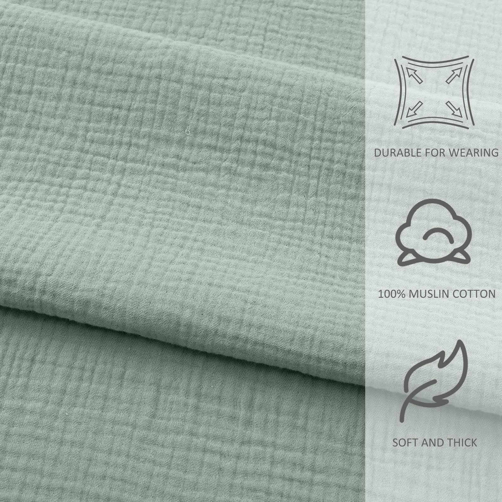 Frienda Muslin Hooded Beach Towel for 0-3 Years Kids Soft Muslin Bath Poncho for Baby Absorbent Fast Drying Blankets for Boys Girls Newborns Toddler Beach Pool Bath Essentials(Green) - Image 3