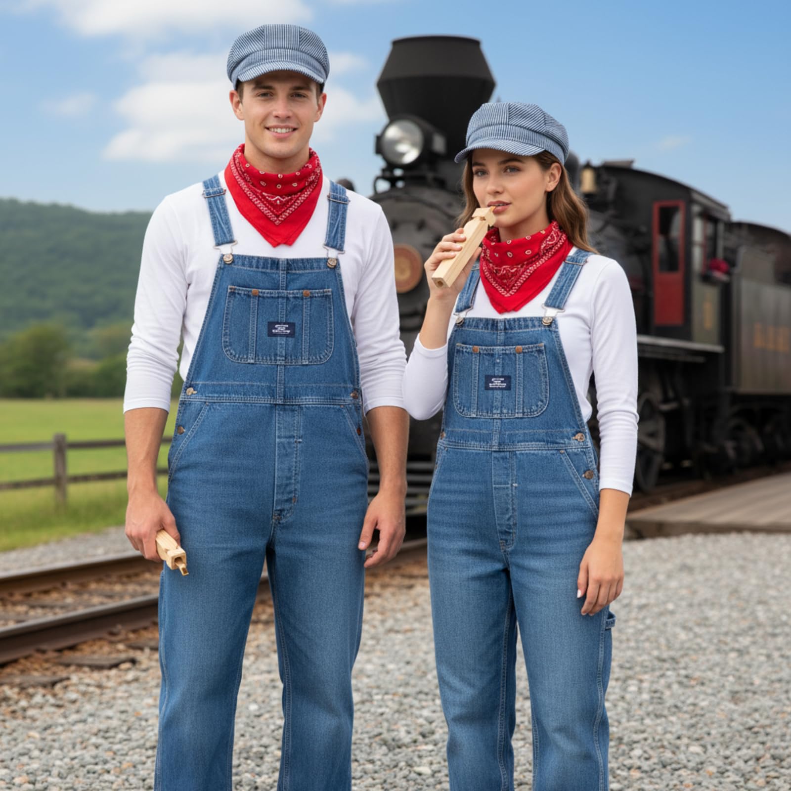 Geyoga 1 Set Halloween Train Conductor Costume Kit with Conductor Hat and Red Paisley Bandana for Dress Up Cosplay Birthday Party - Image 3