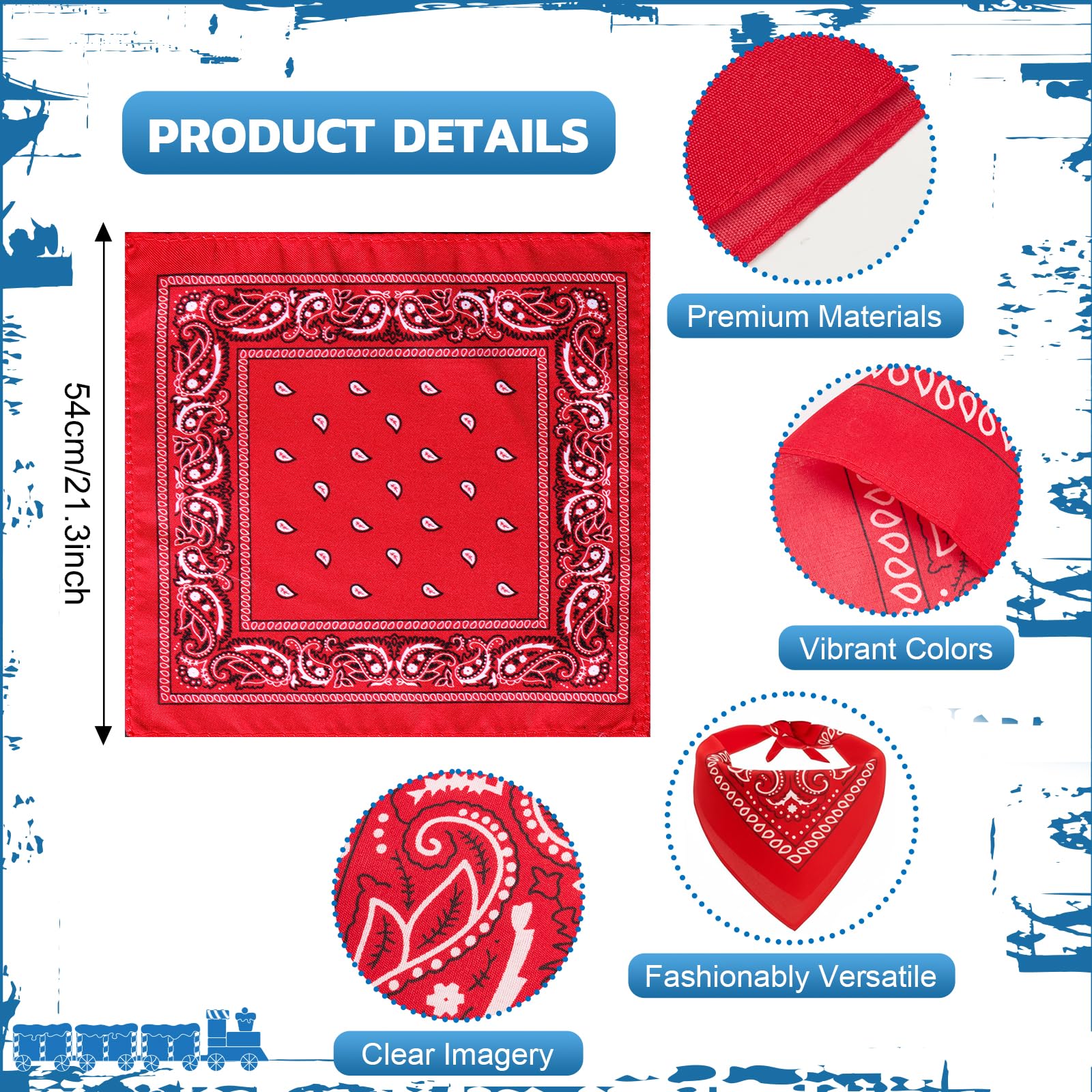 Geyoga 1 Set Halloween Train Conductor Costume Kit with Conductor Hat and Red Paisley Bandana for Dress Up Cosplay Birthday Party - Image 6