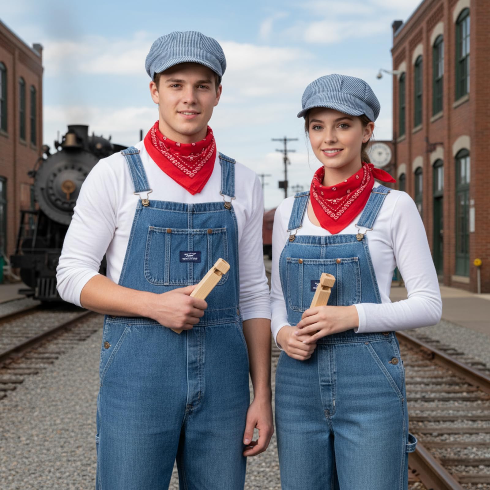 Geyoga 1 Set Halloween Train Conductor Costume Kit with Conductor Hat and Red Paisley Bandana for Dress Up Cosplay Birthday Party - Image 7