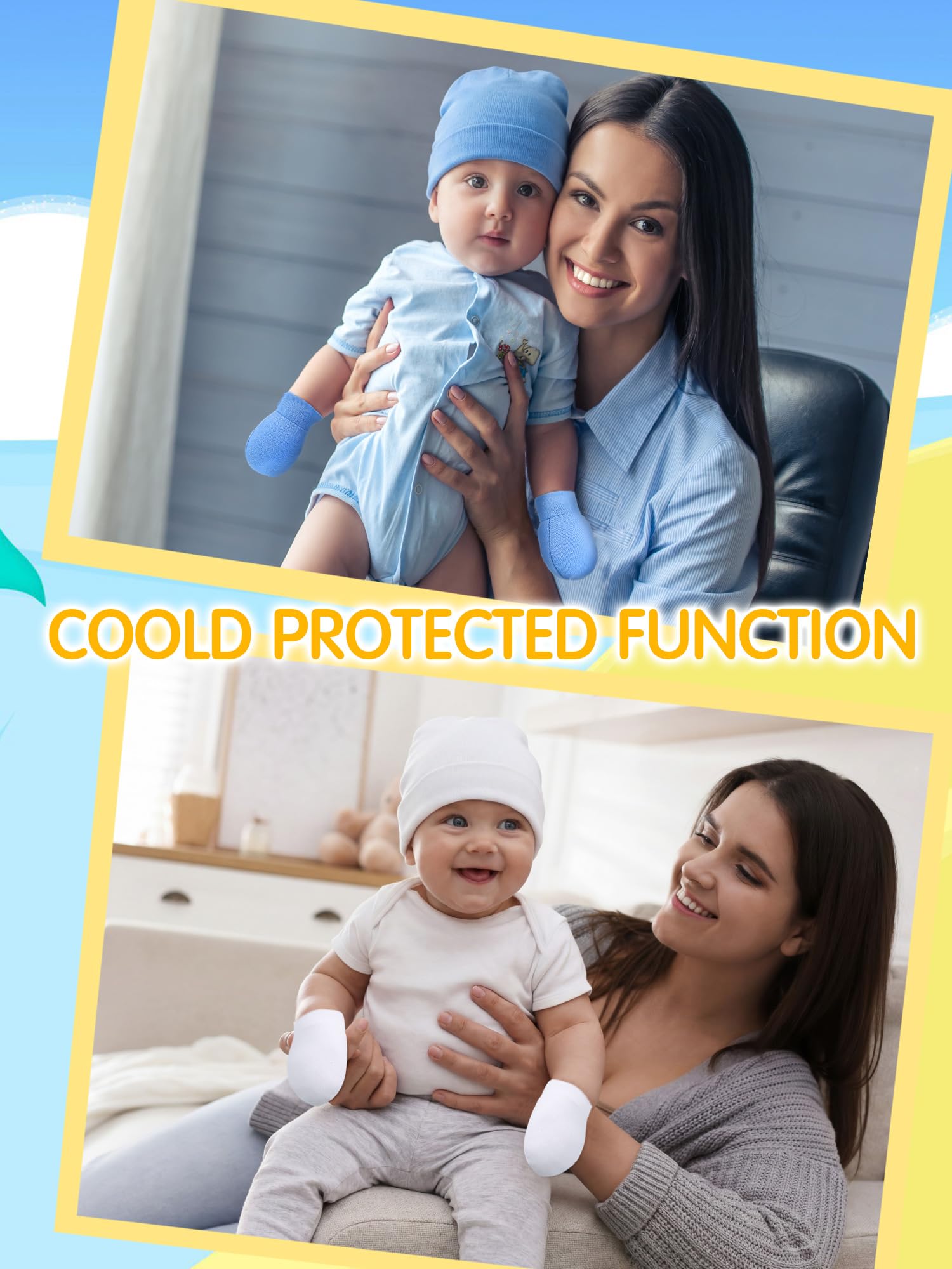 Geyoga 12 Pieces Newborn Hat Mittens Gloves Set Baby Boys Girls Cotton Baby Beanie for 0-12 Months - Image 6