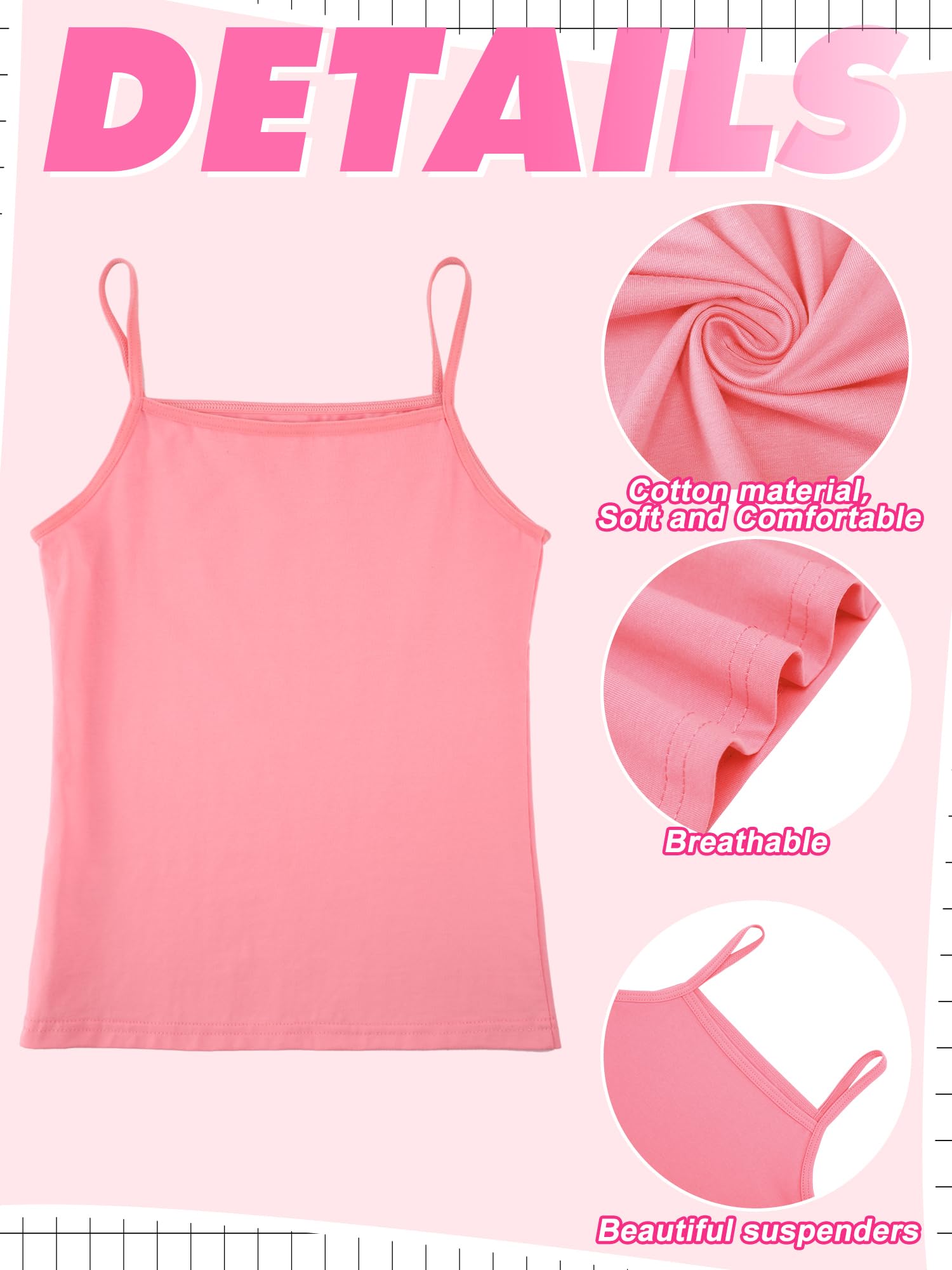 Geyoga 6/8 Pcs Girls Tank Top Sleeveless Racer Back Top Camisole Cami Undershirts - Image 4